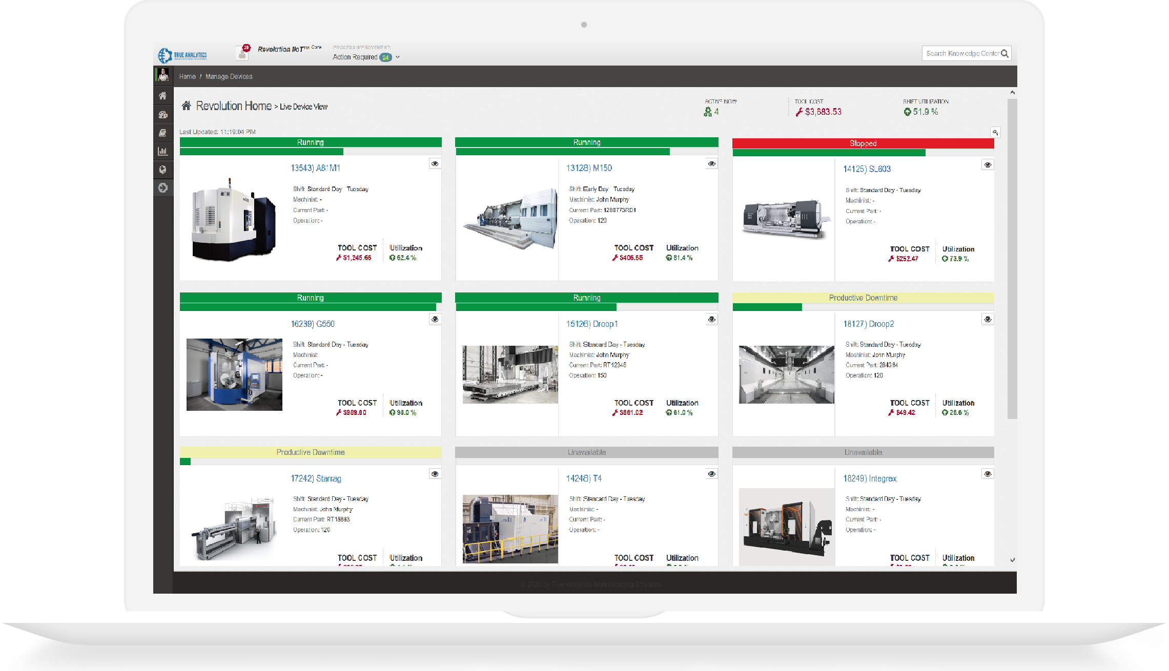Manufacturing engineer reviewing dashboard results